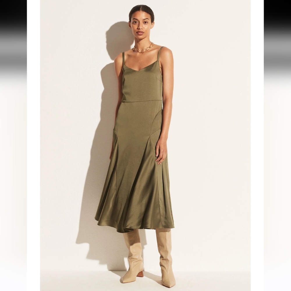 Vince Paneled V-Neck Slip Dress